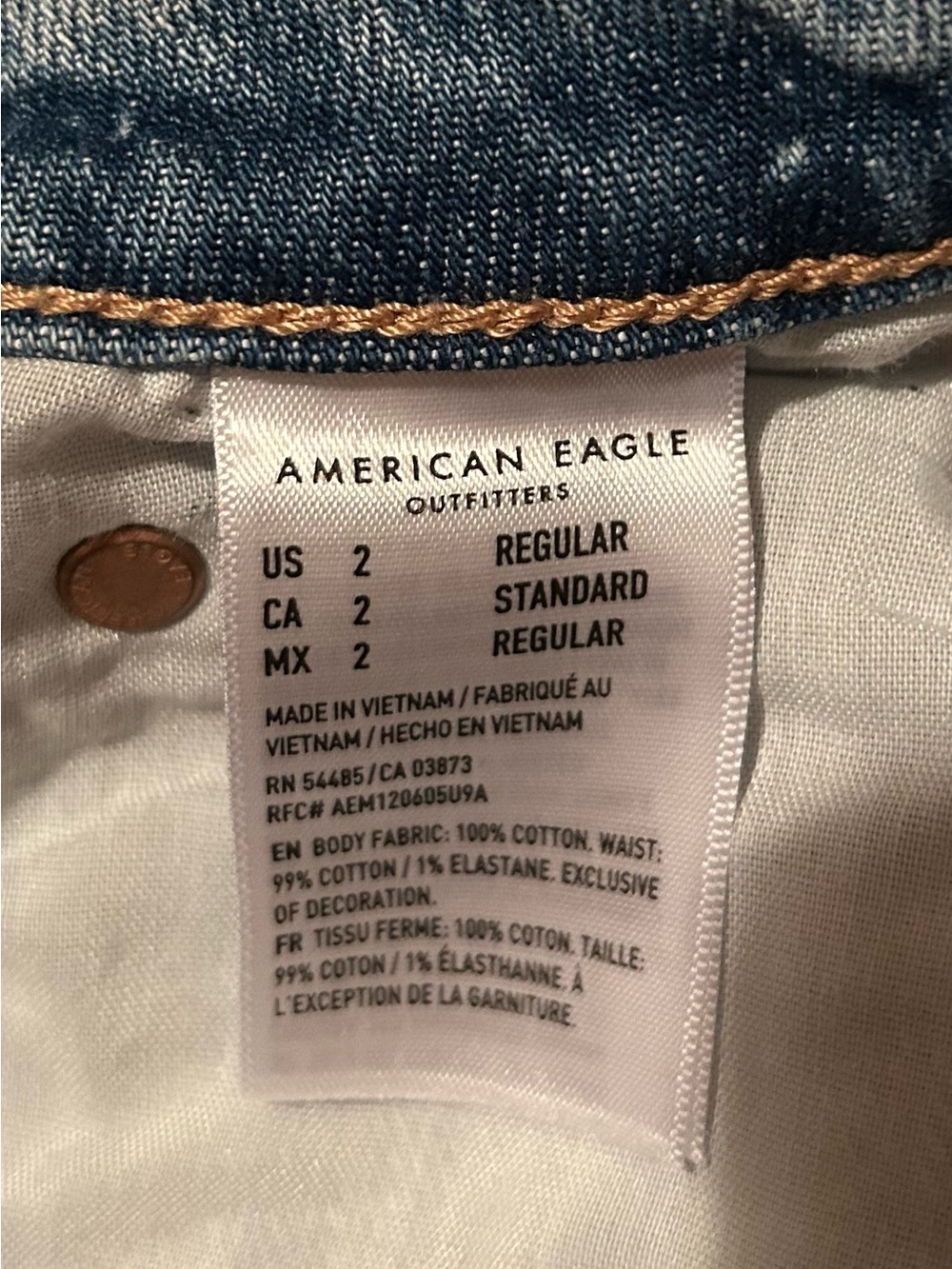 American Eagle Outfitters Super High Rise Blue Distressed Mini Skirt - Picture 4 of 4